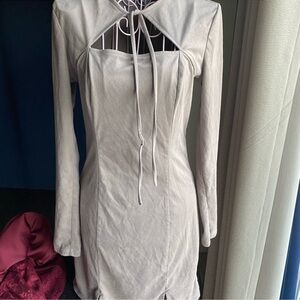 Kendall&Kylie Elegant Gray Long Sleeve Dress